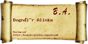 Bognár Alinka névjegykártya
